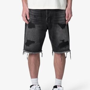 mnml Baggy Rip Denim Shorts - Washed Black Size 29Washed Black / 29
